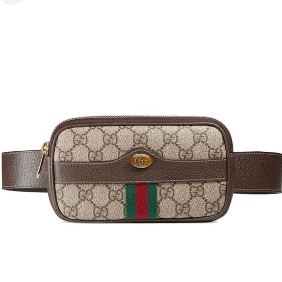 Gucci Handbags - GUCCI Ophidia Brown Canvas Belt Bag 550-071025